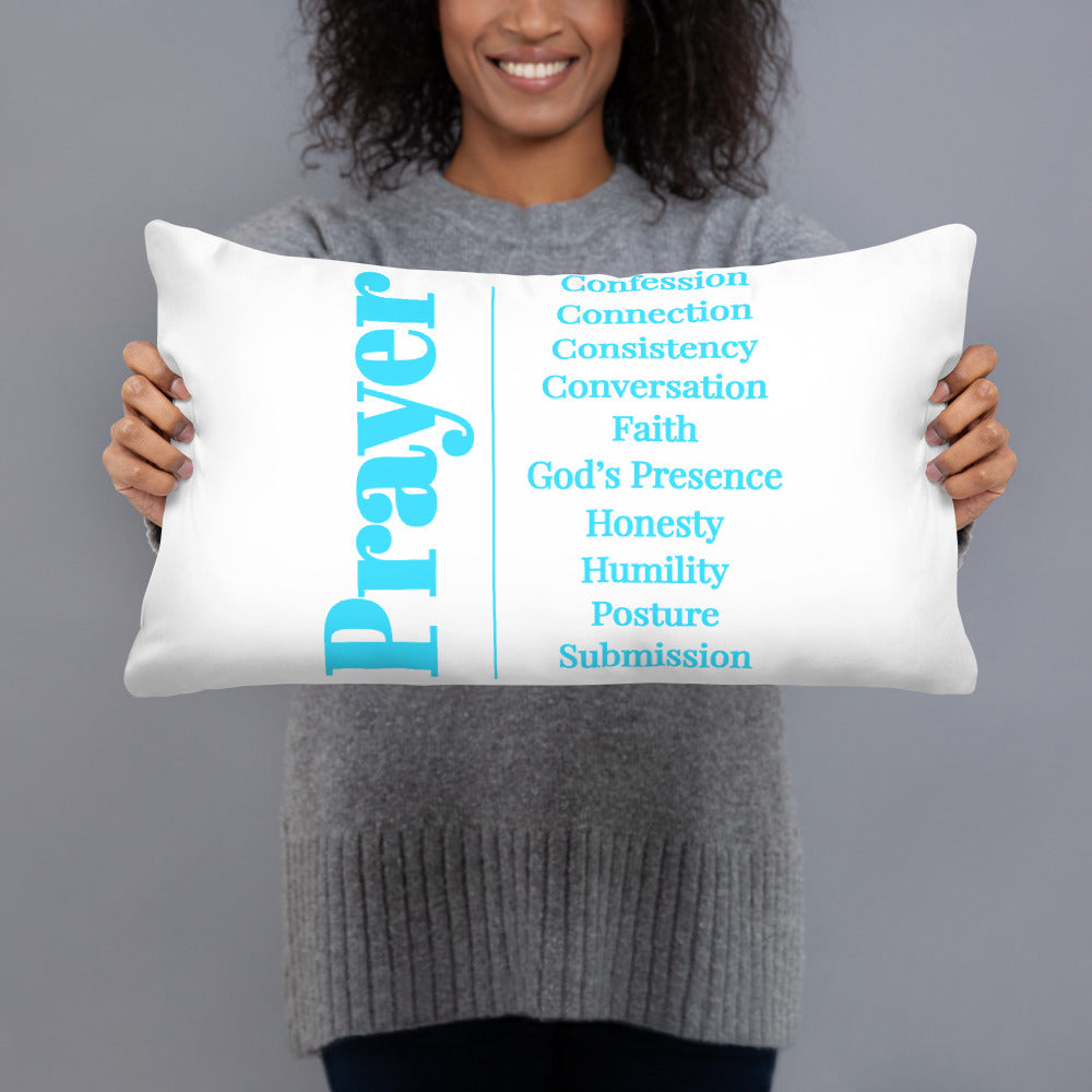 Prayer inspirational square throw pillow - Turquoise/White