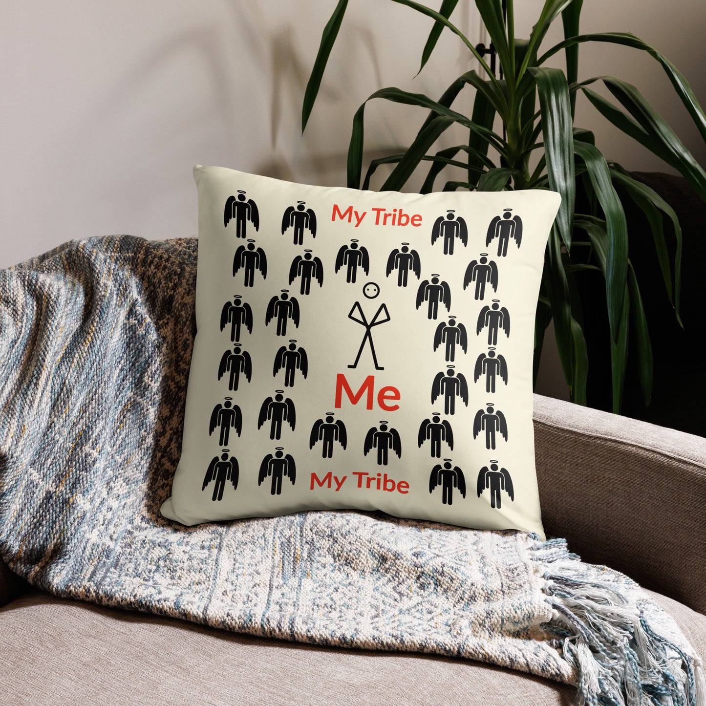 My Tribe Square Throw Pillow - Cream