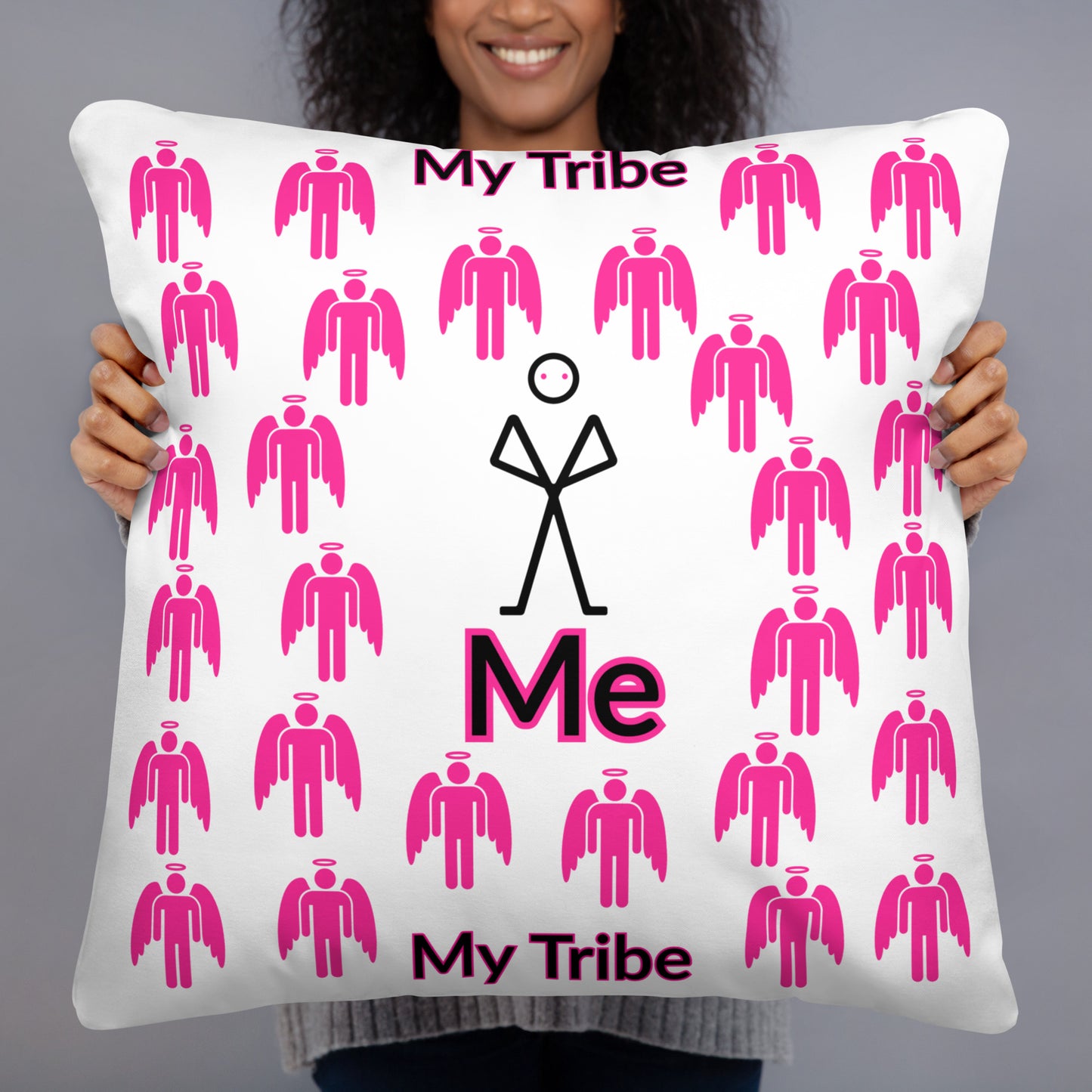 My Tribe Square Throw Pillow - White/Pink