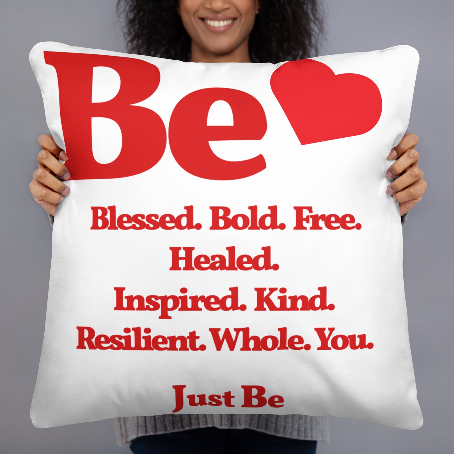 Be Inspired Square Throw Pillow - White & Red