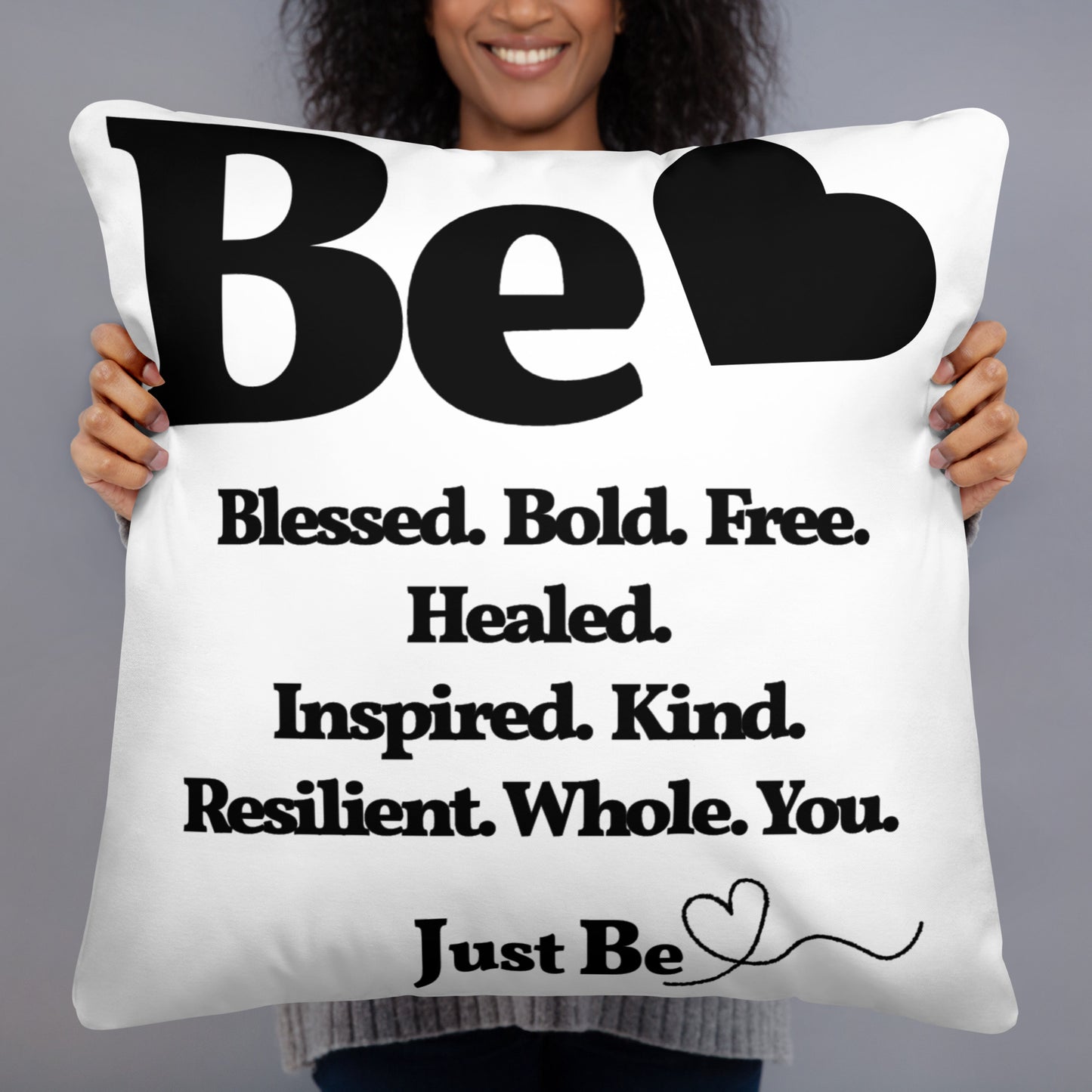 Be Inspired Square Throw Pillow - White & Black