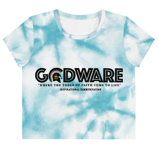 Godware Logo Stretchy Crop Top T-Shirt - Turquoise