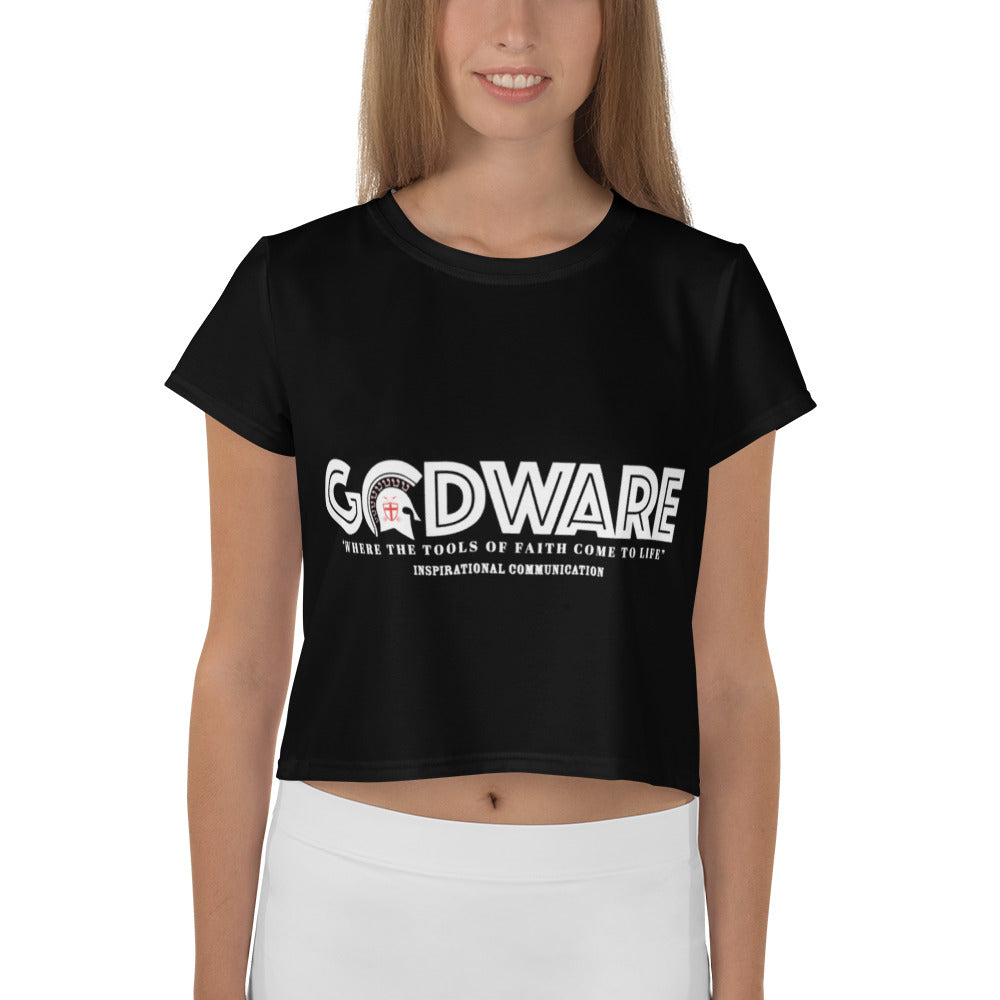Godware Logo stretchy Crop Tee - Black/White