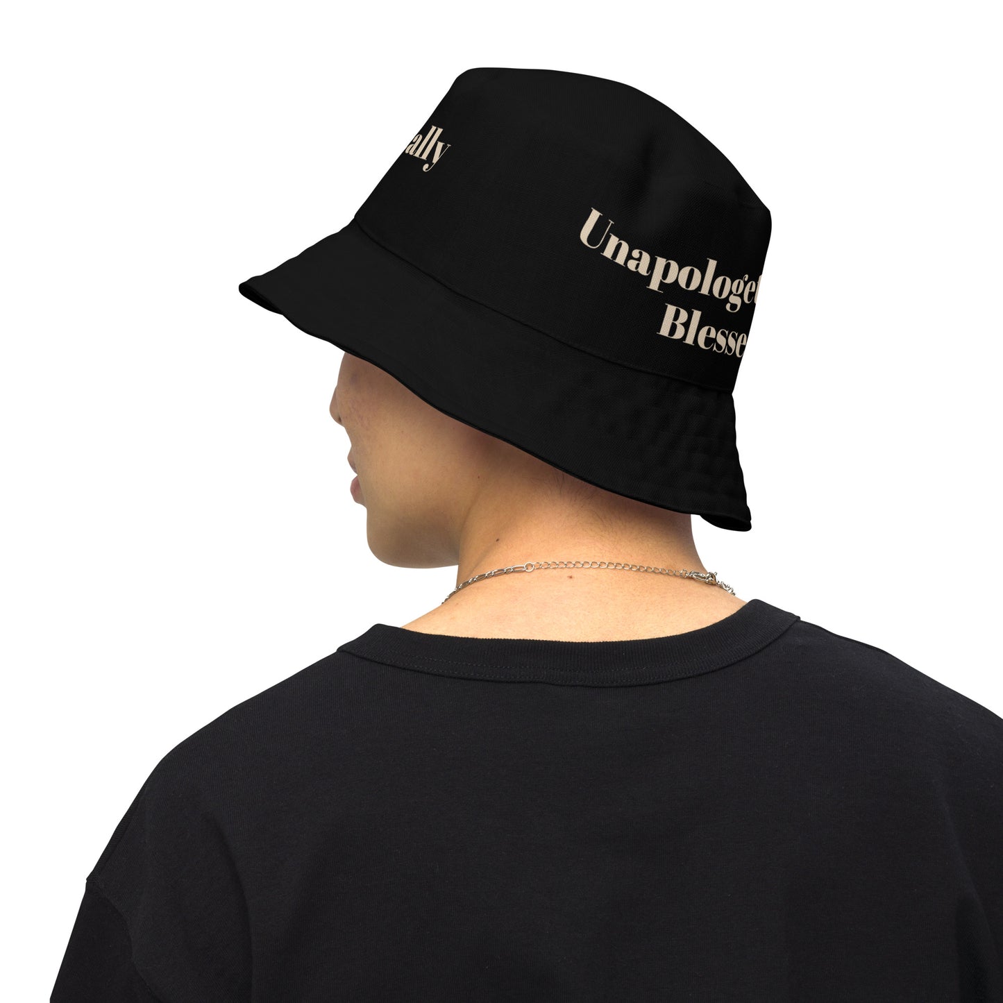Unapologetically Blessed Reversible bucket hat - Black/Beige