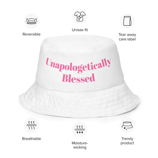 Unapologetically Blessed bucket hat - White/Pink
