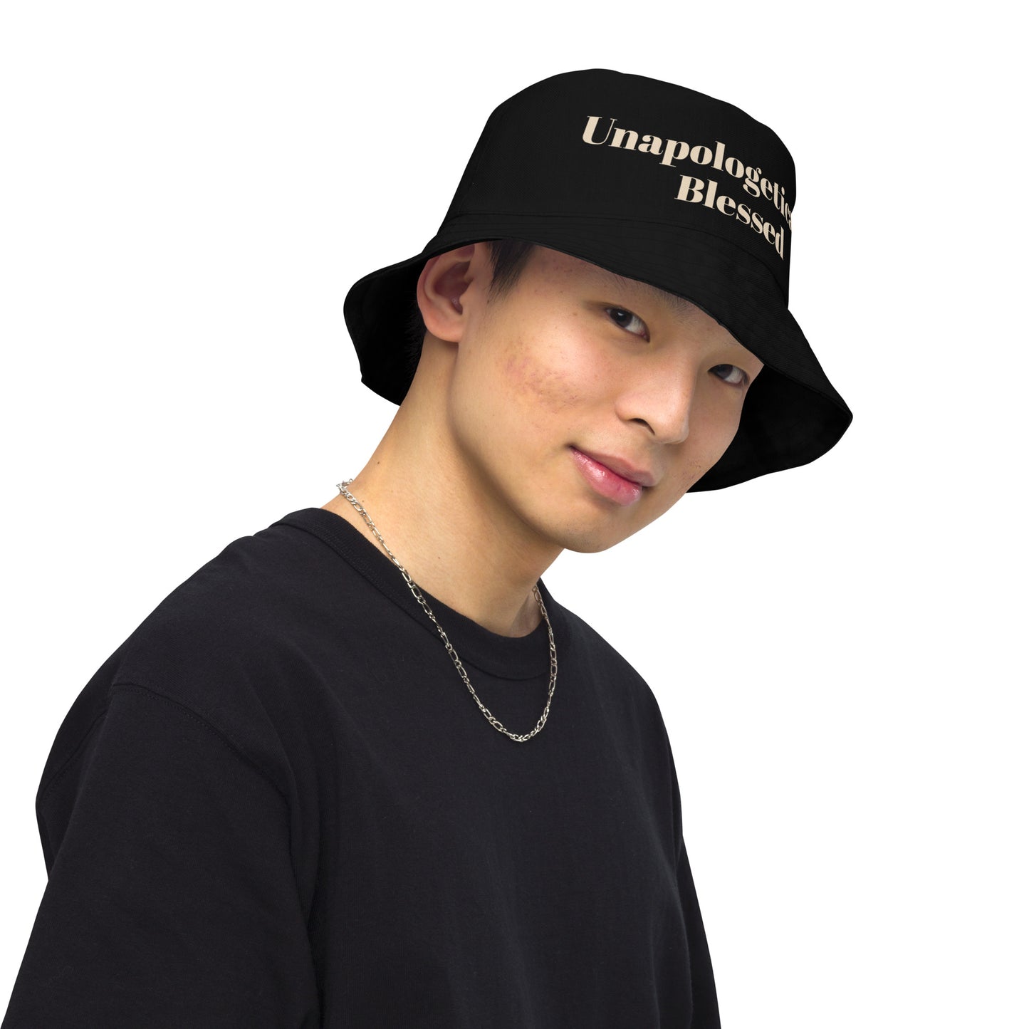 Unapologetically Blessed Reversible bucket hat - Black/Beige
