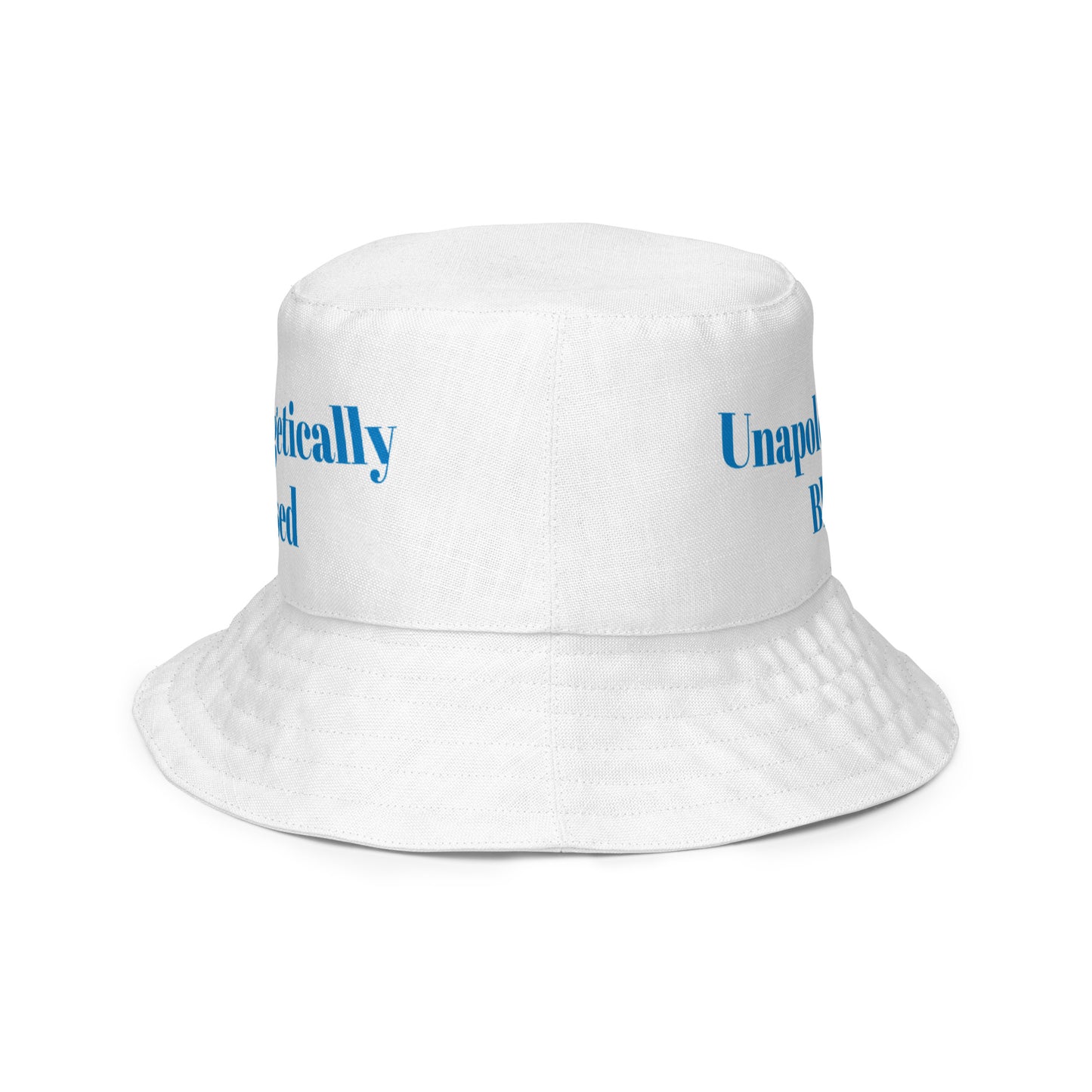 Unapologetically Blessed bucket hat - White/Blue print