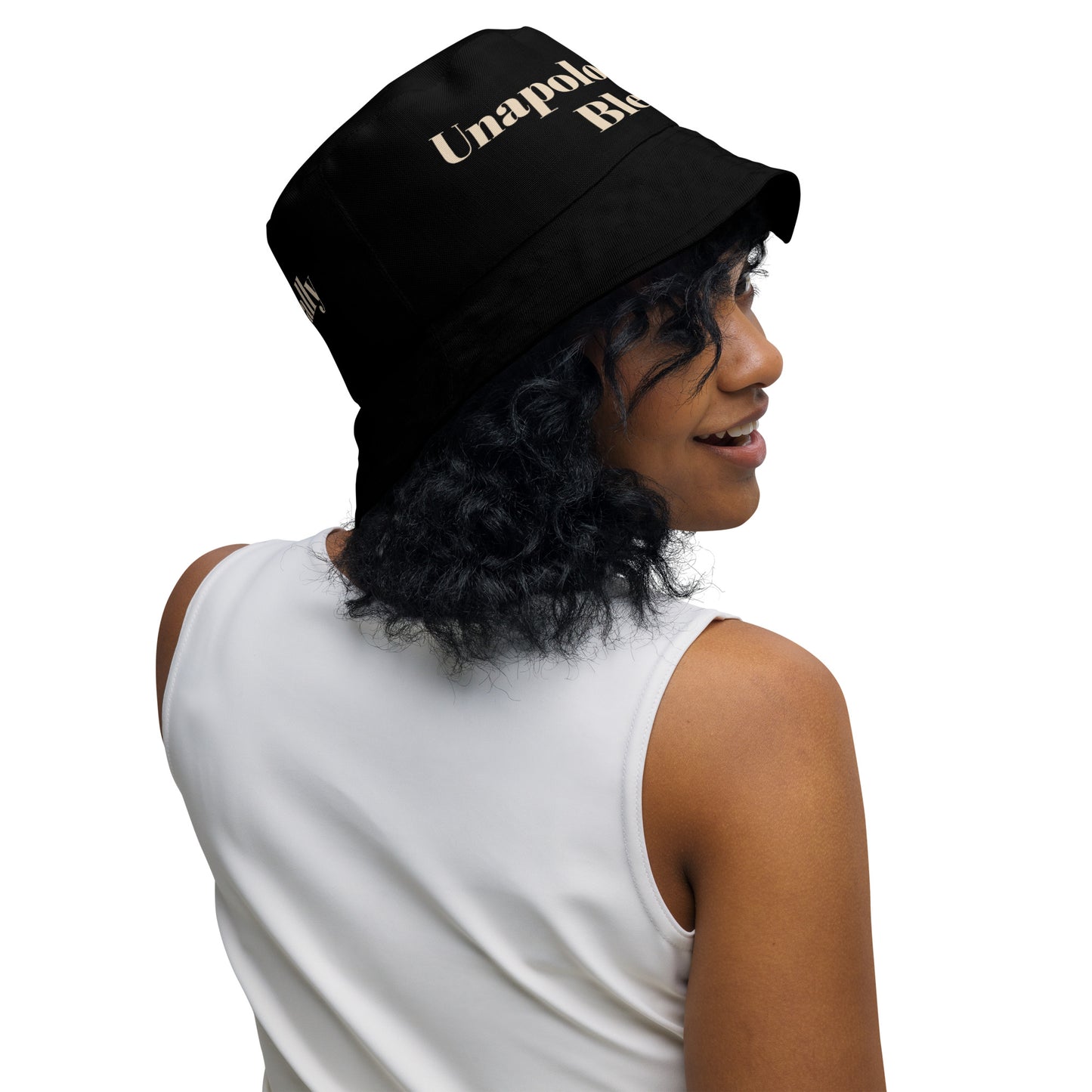 Unapologetically Blessed Reversible bucket hat - Black/Beige