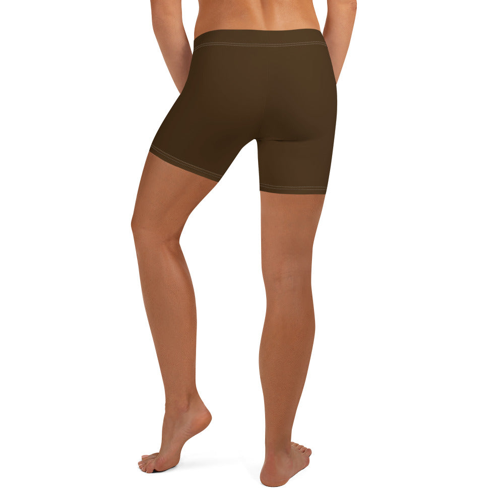 Godware Logo Stretchy Yoga Shorts - Coffee