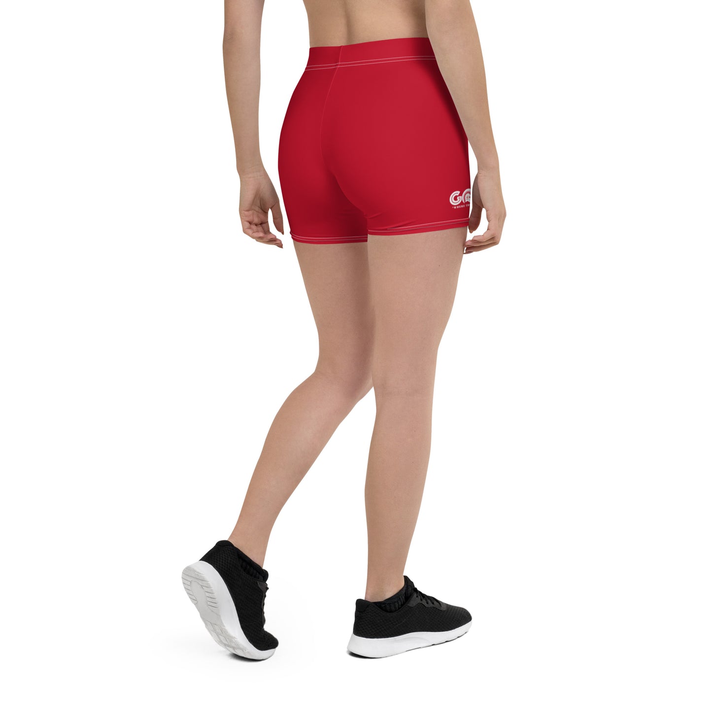 Godware Logo Stretchy Yoga Shorts - Brick Red