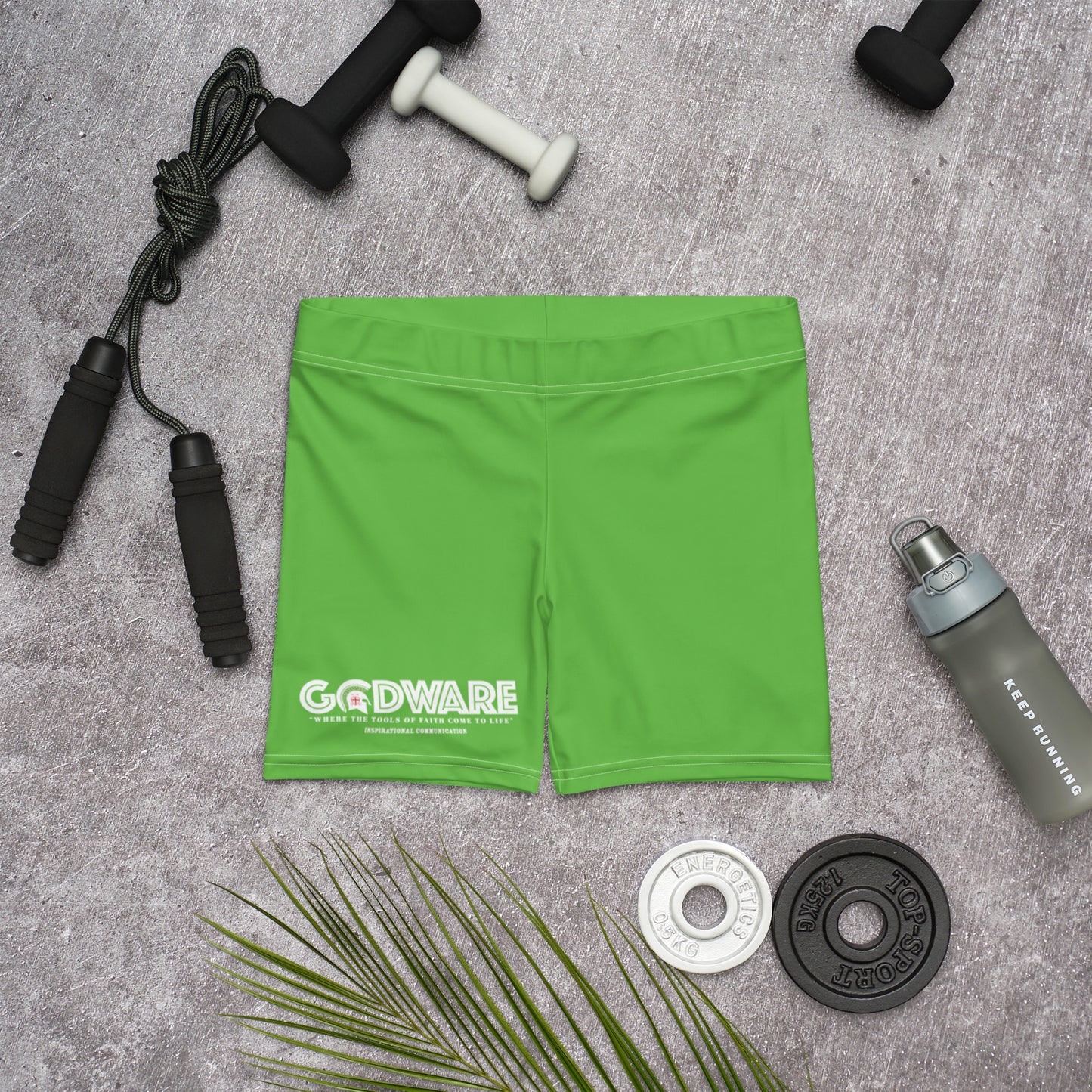 Godware Logo Stretchy Yoga Shorts - Green