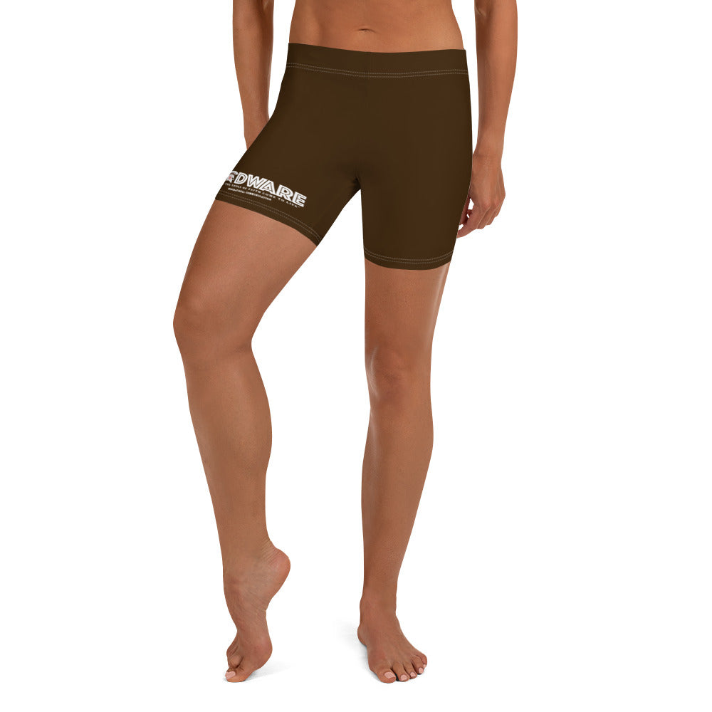 Godware Logo Stretchy Yoga Shorts - Coffee