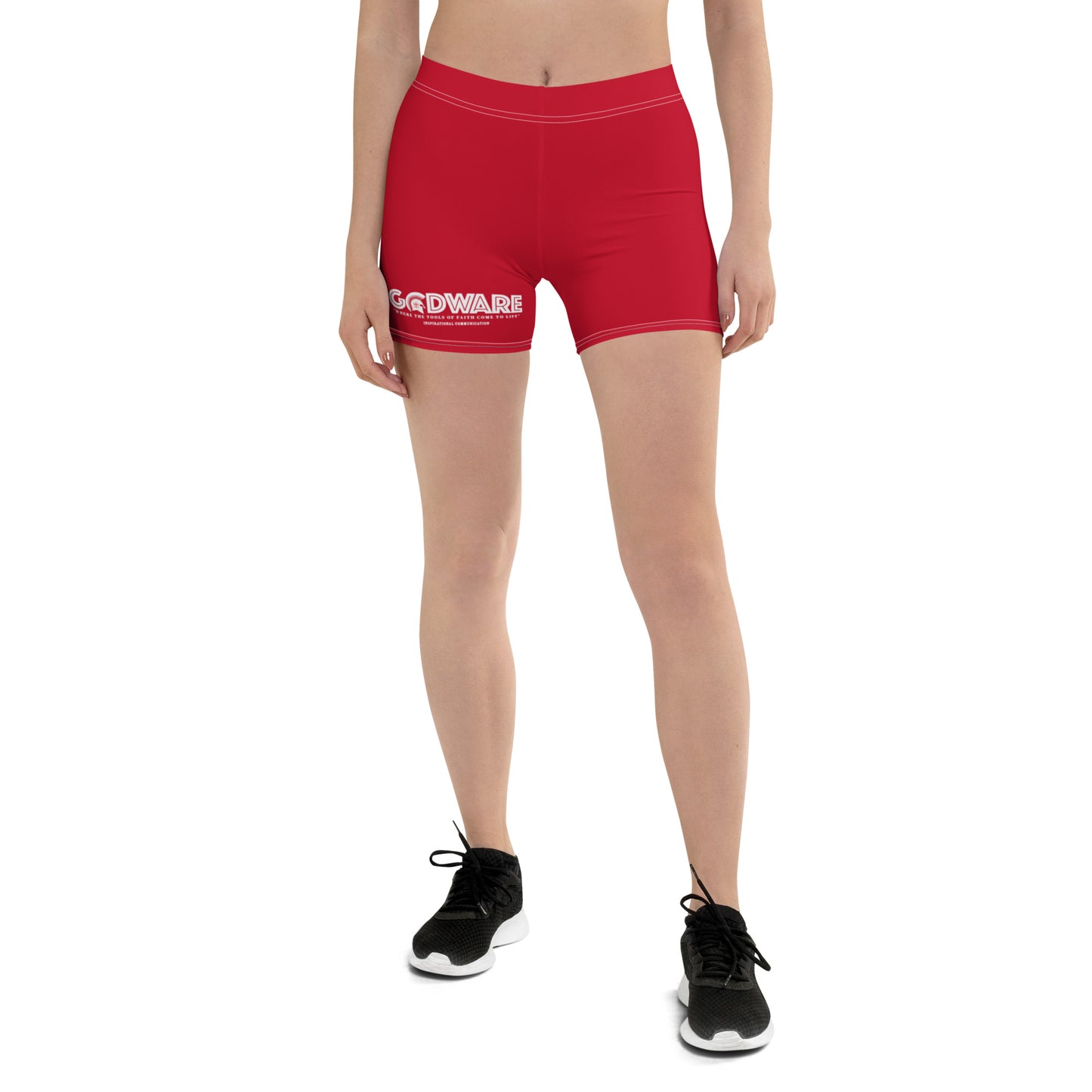Godware Logo Stretchy Yoga Shorts - Brick Red