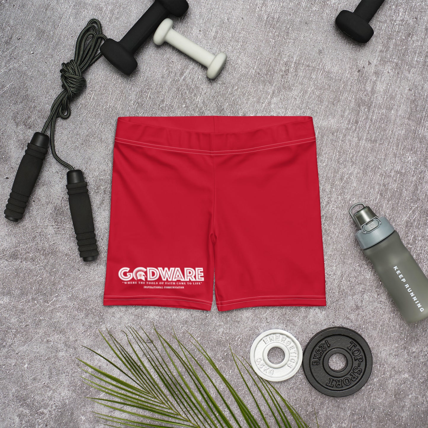 Godware Logo Stretchy Yoga Shorts - Brick Red