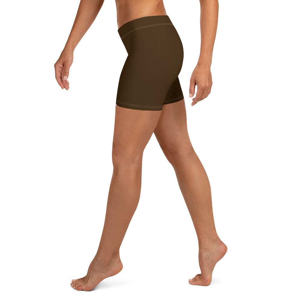 Godware Logo Stretchy Yoga Shorts - Coffee