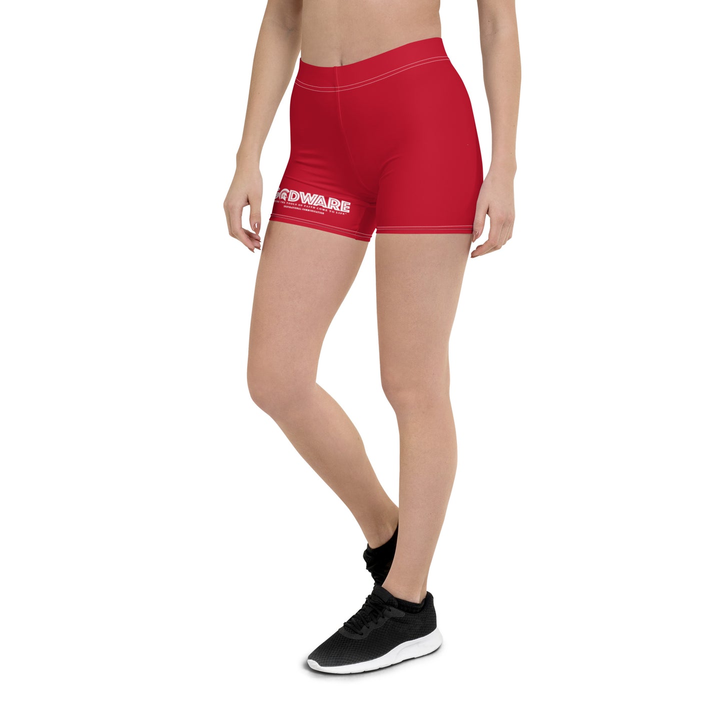 Godware Logo Stretchy Yoga Shorts - Brick Red