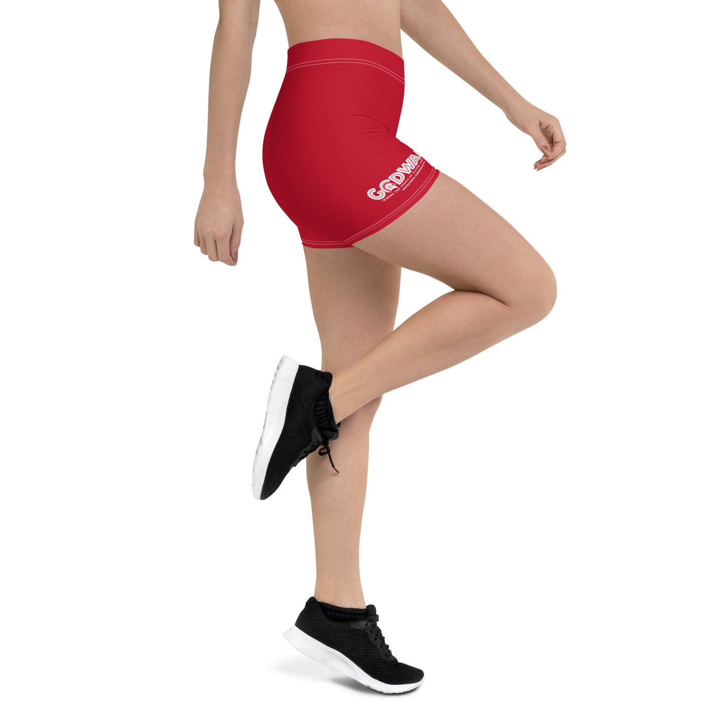 Godware Logo Stretchy Yoga Shorts - Brick Red