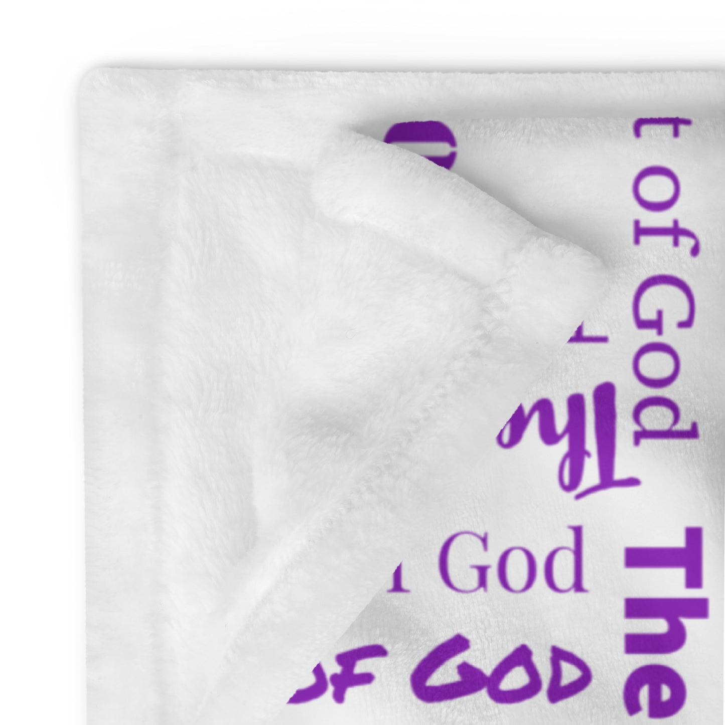 Attributes of God Fluffy Throw Pillow - Purple/White