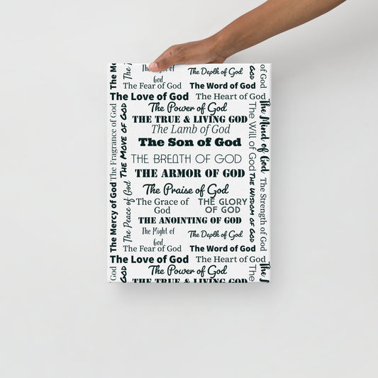 Attributes of God canvas wall decor - White/Black