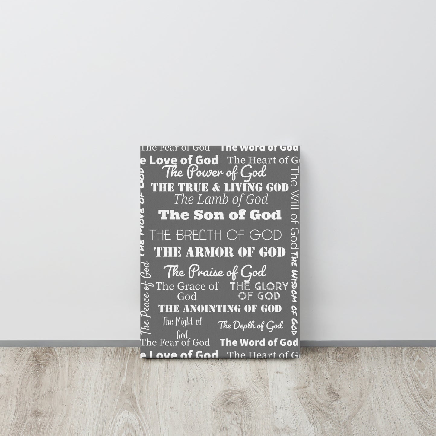 Attributes of God canvas wall decor - Dark grey