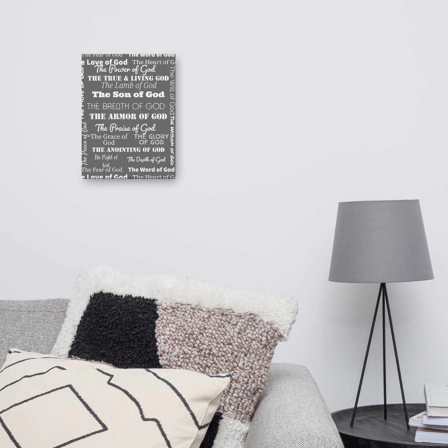 Attributes of God canvas wall decor - Dark grey