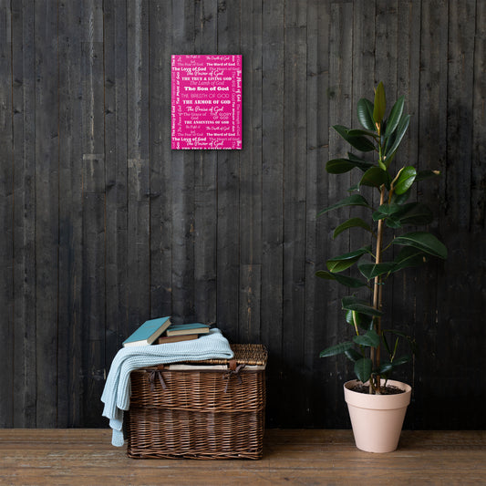Attributes of God canvas wall decor - Pink/White