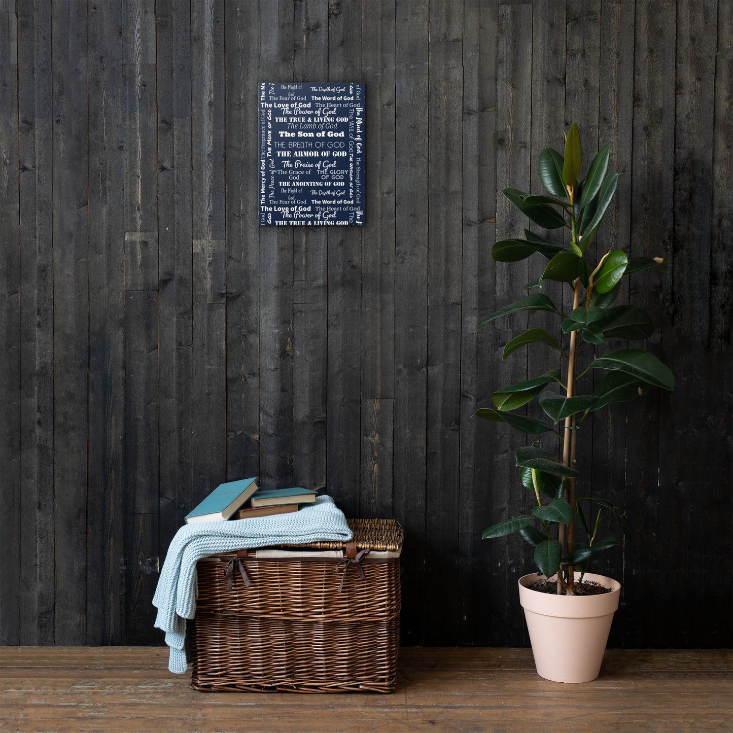 Attributes of God canvas wall decor - Navy Blue