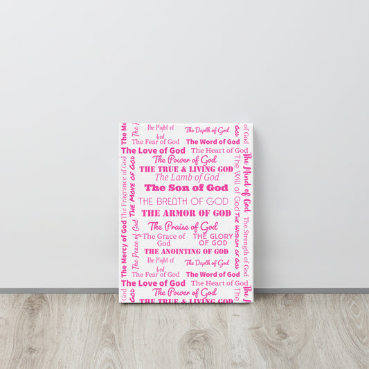 Attributes of God canvas wall decor - White/pink
