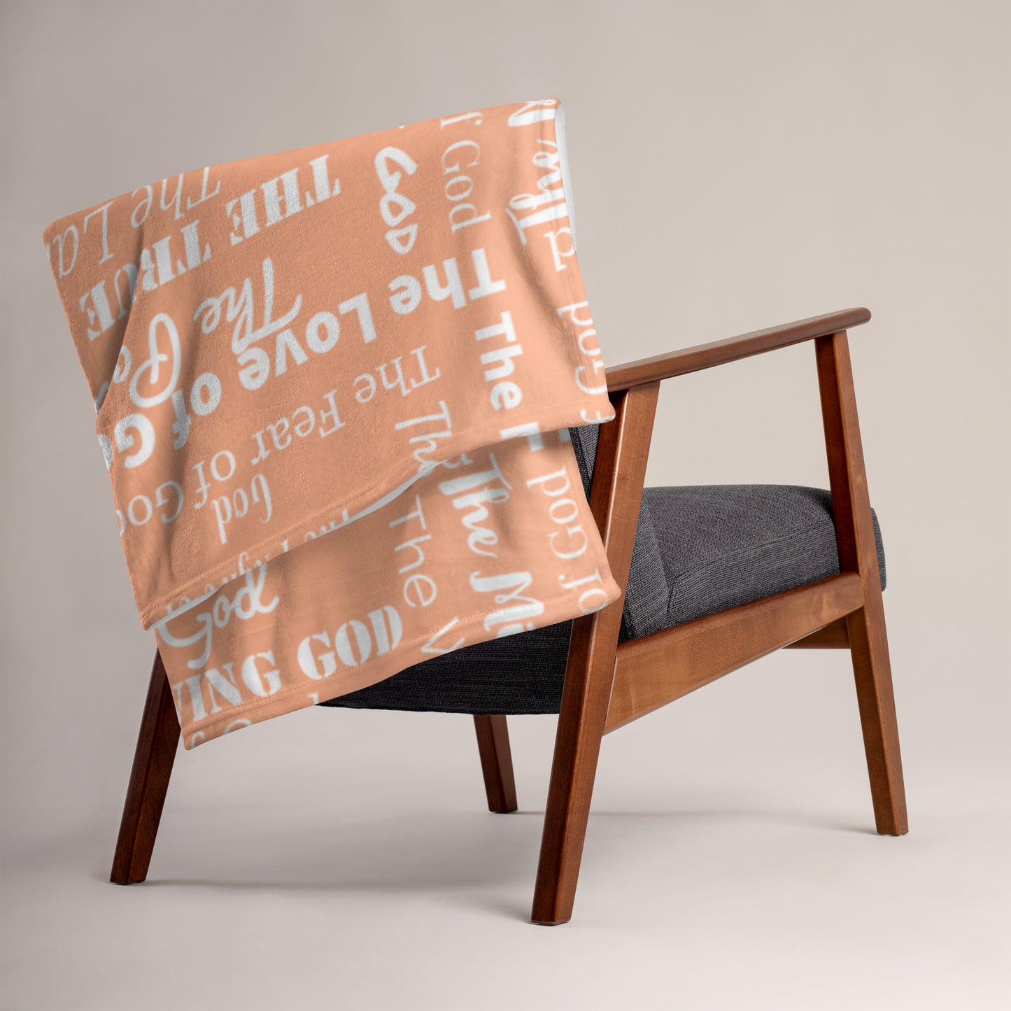 Attributes of God Fluffy Throw Pillow - Peach