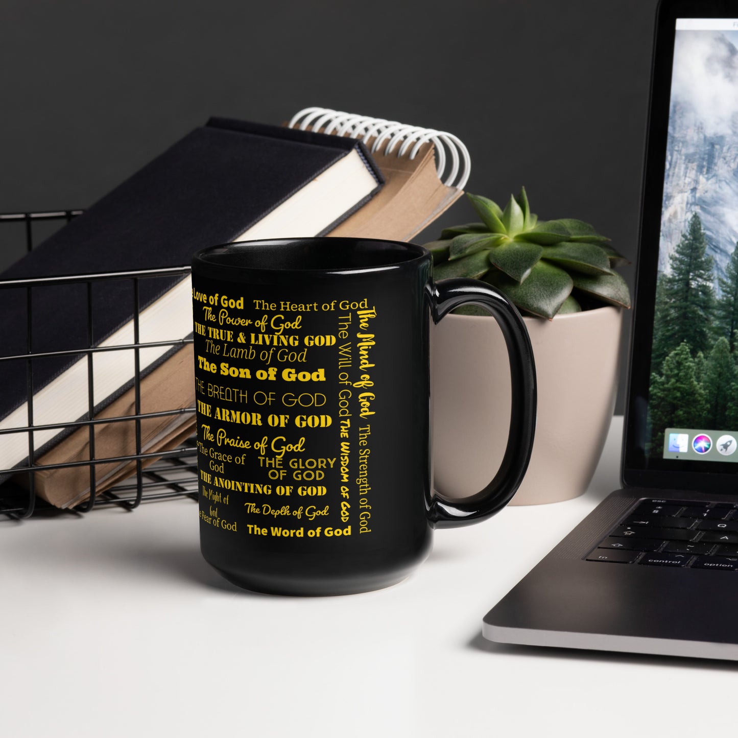 Attributes of God Ceramic Mug - Black/Gold