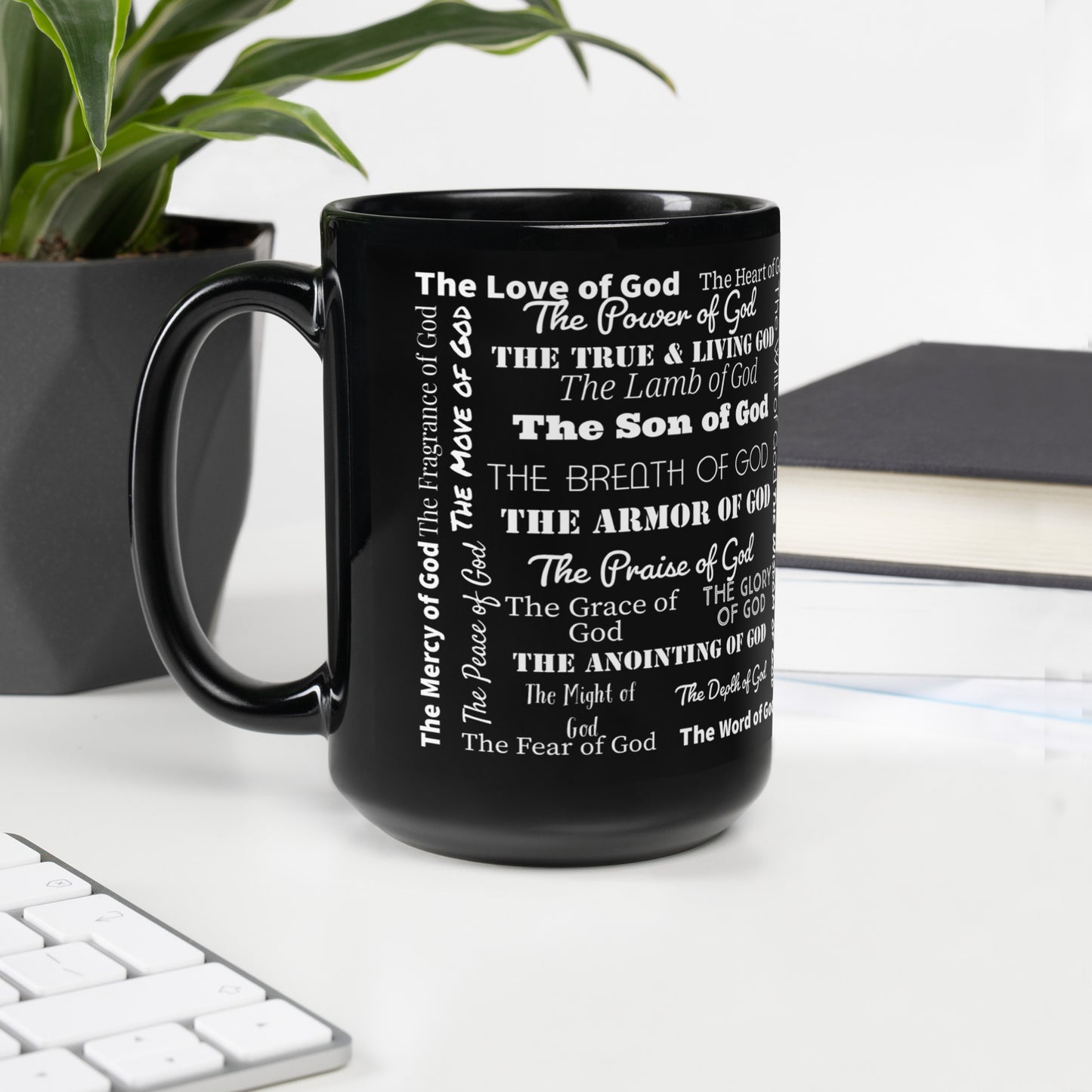 Attributes of God Ceramic Mug - Black/White