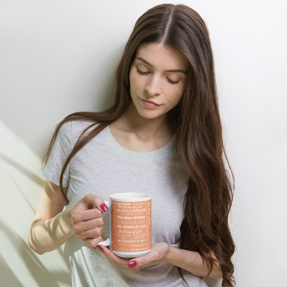 Attributes of God Ceramic Mug - Peach/White