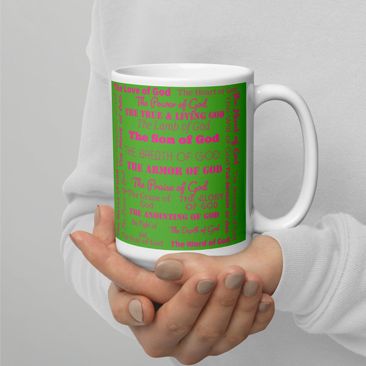 Attributes of God Throw Pillow – Green & Pink | Christian Home Decor