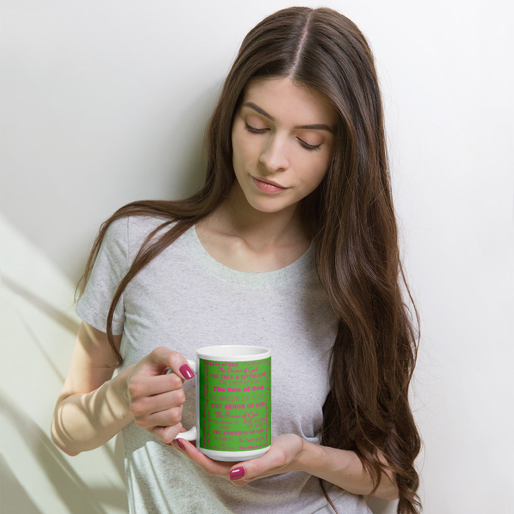 Attributes of God Ceramic Mug - Pink/Green