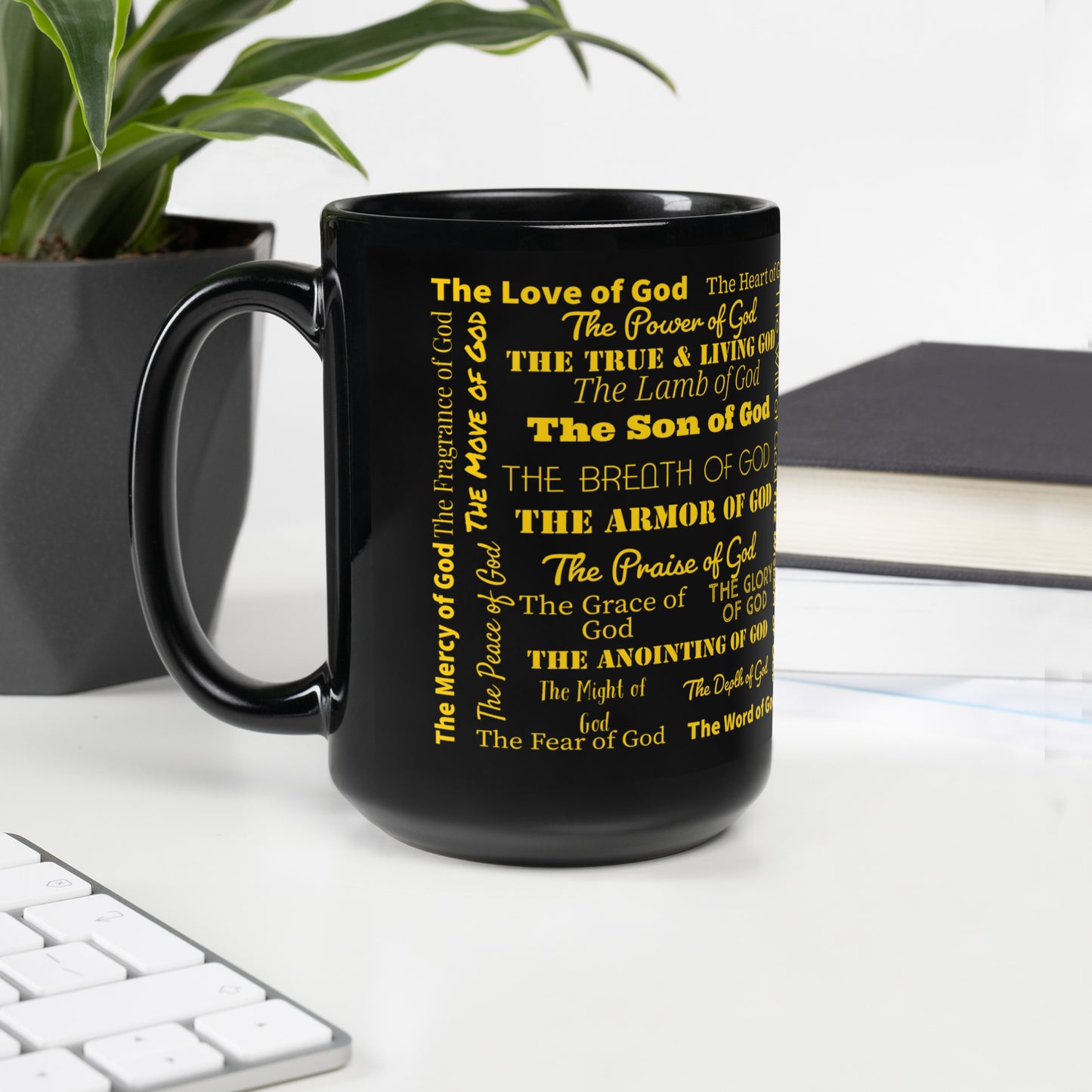 Attributes of God Ceramic Mug - Black/Gold