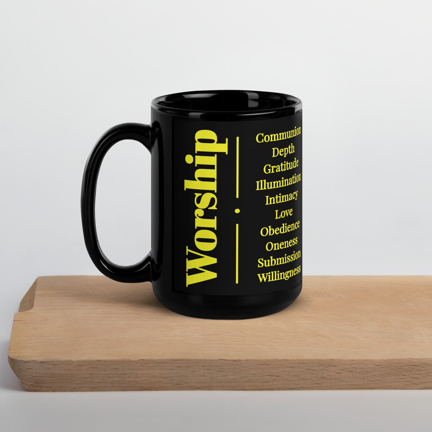 Worship - Black/Gold Glossy Mug