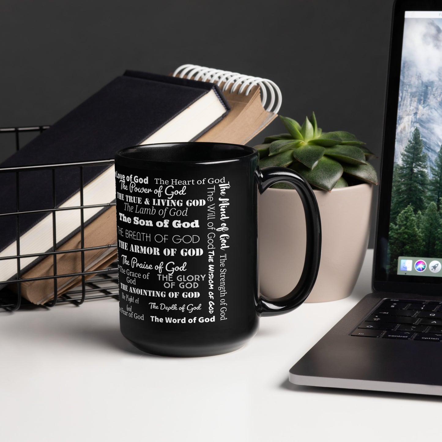 Attributes of God Ceramic Mug - Black/White
