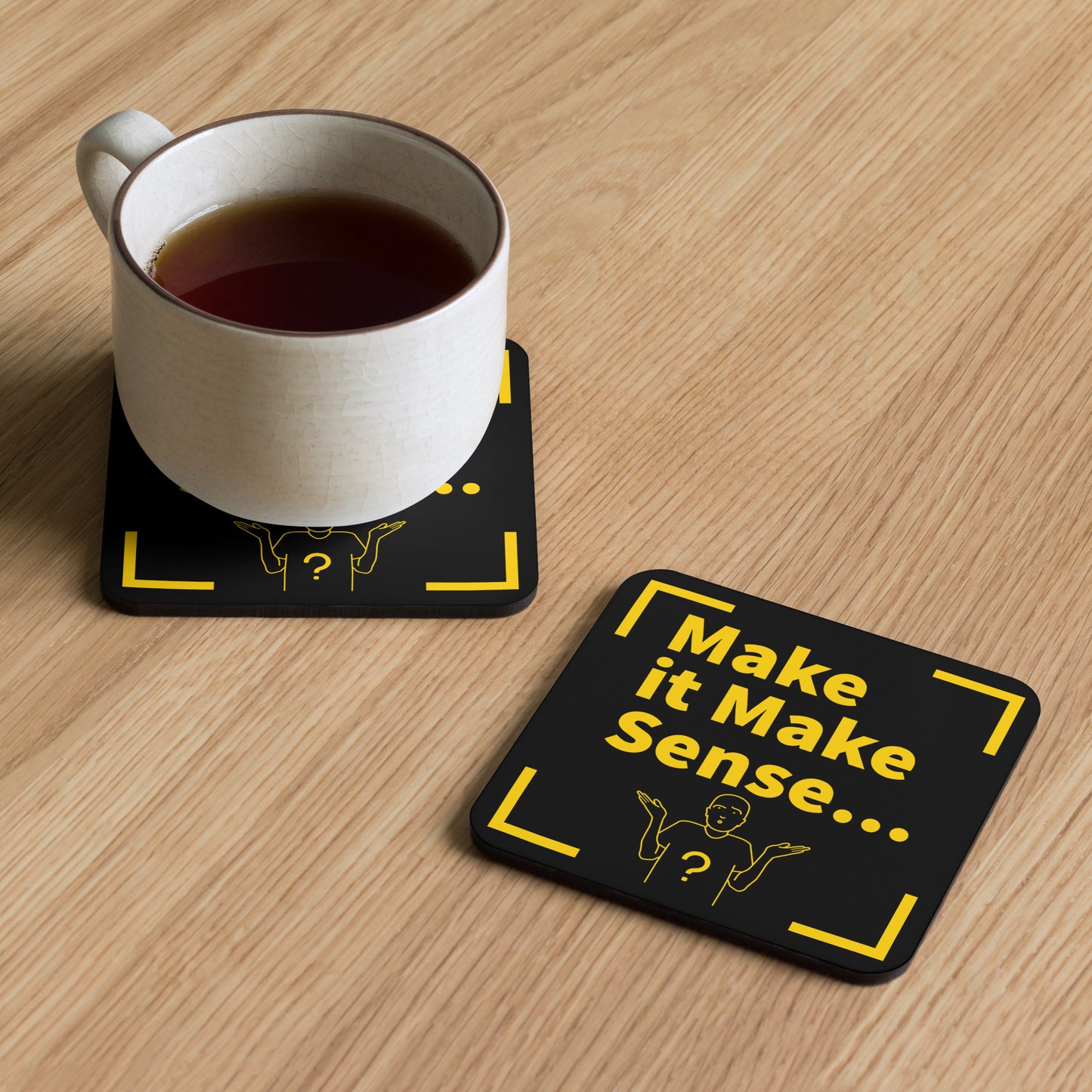 Make Sense Corkback coaster - Black/Gold