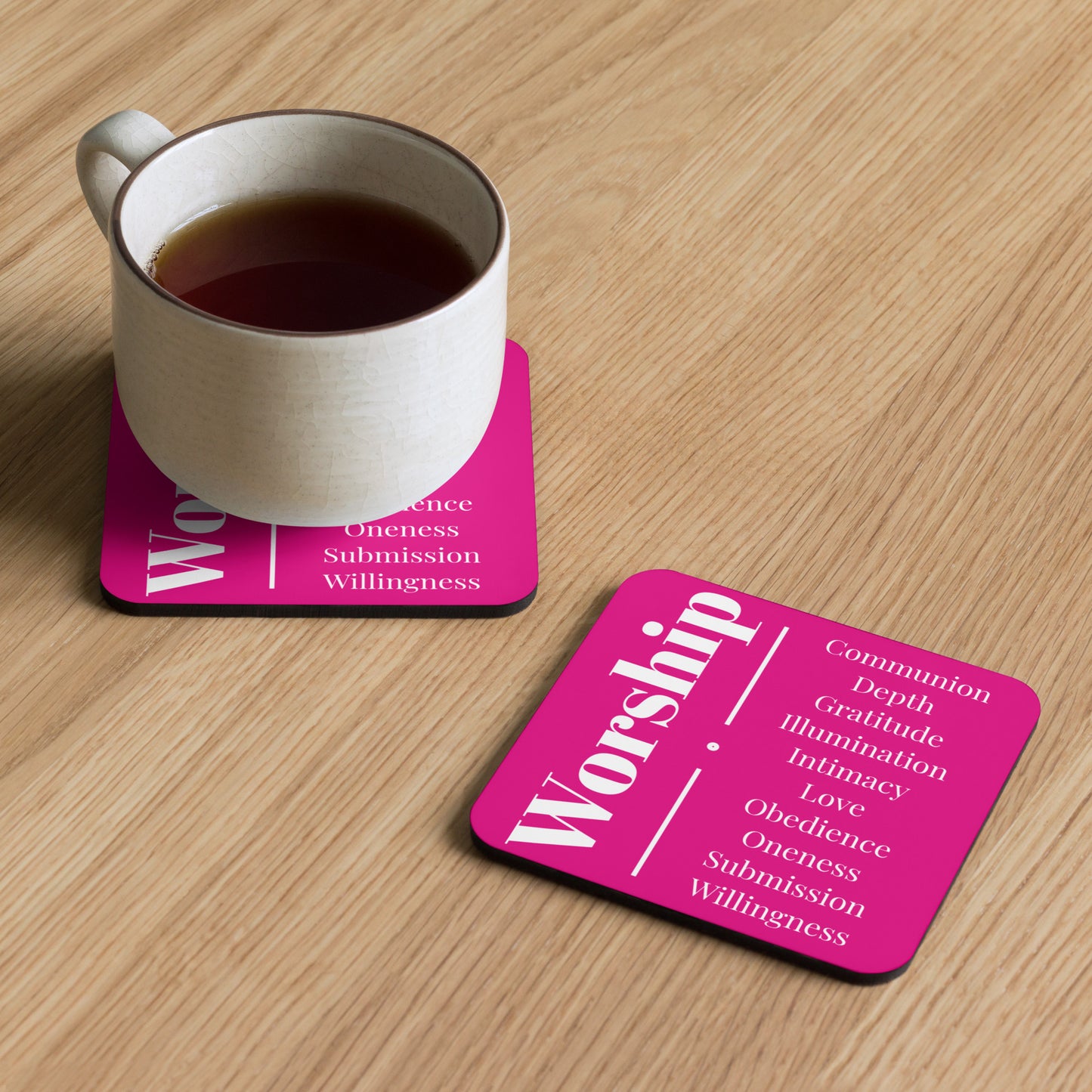 Worship cork back coaster - Pink