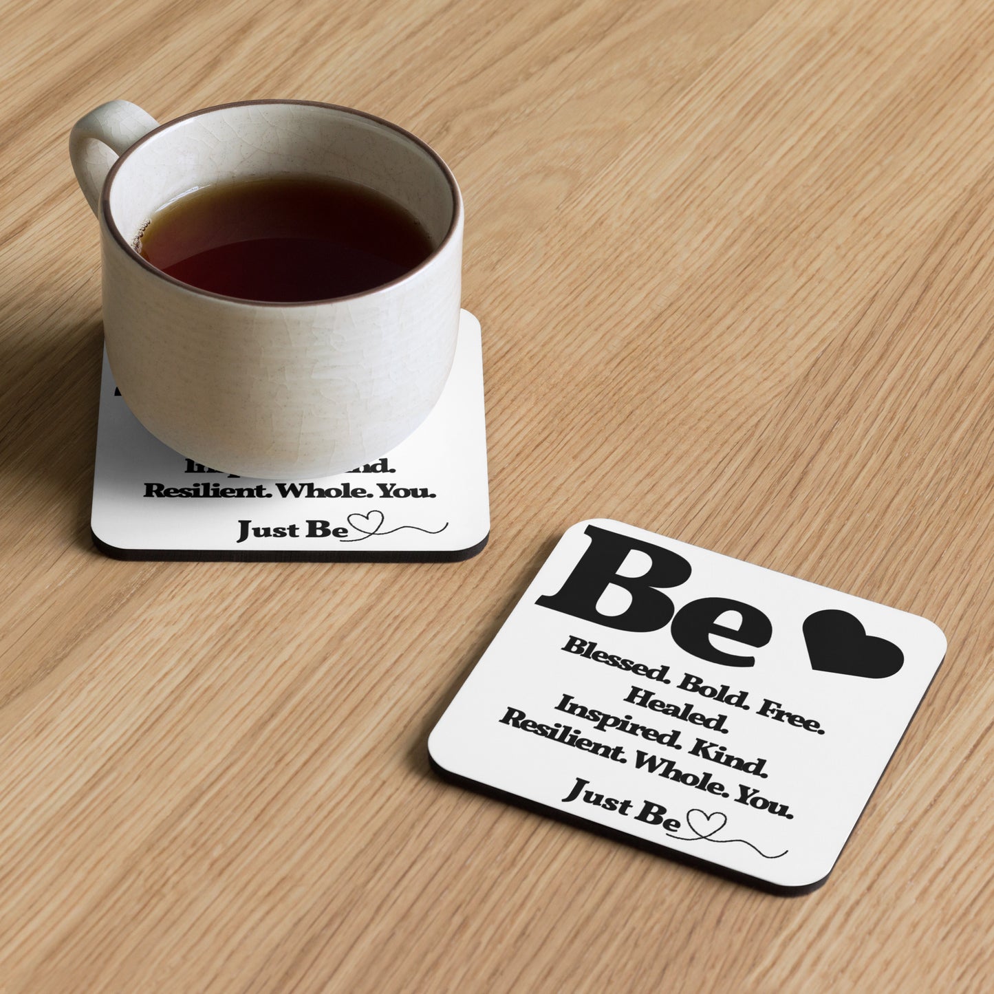 Be Inspired cork back coaster - White/Black