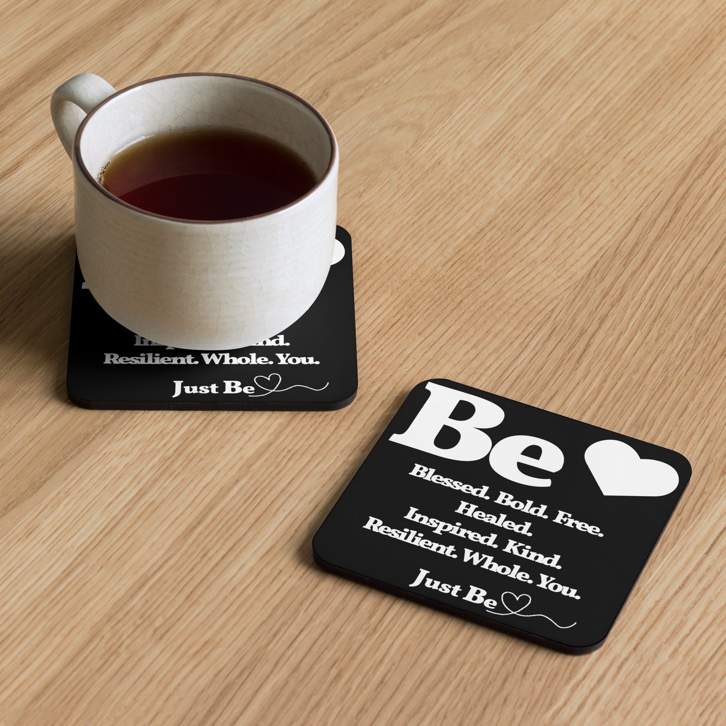Coaster - Be Inspired cork back coaster - Black/White