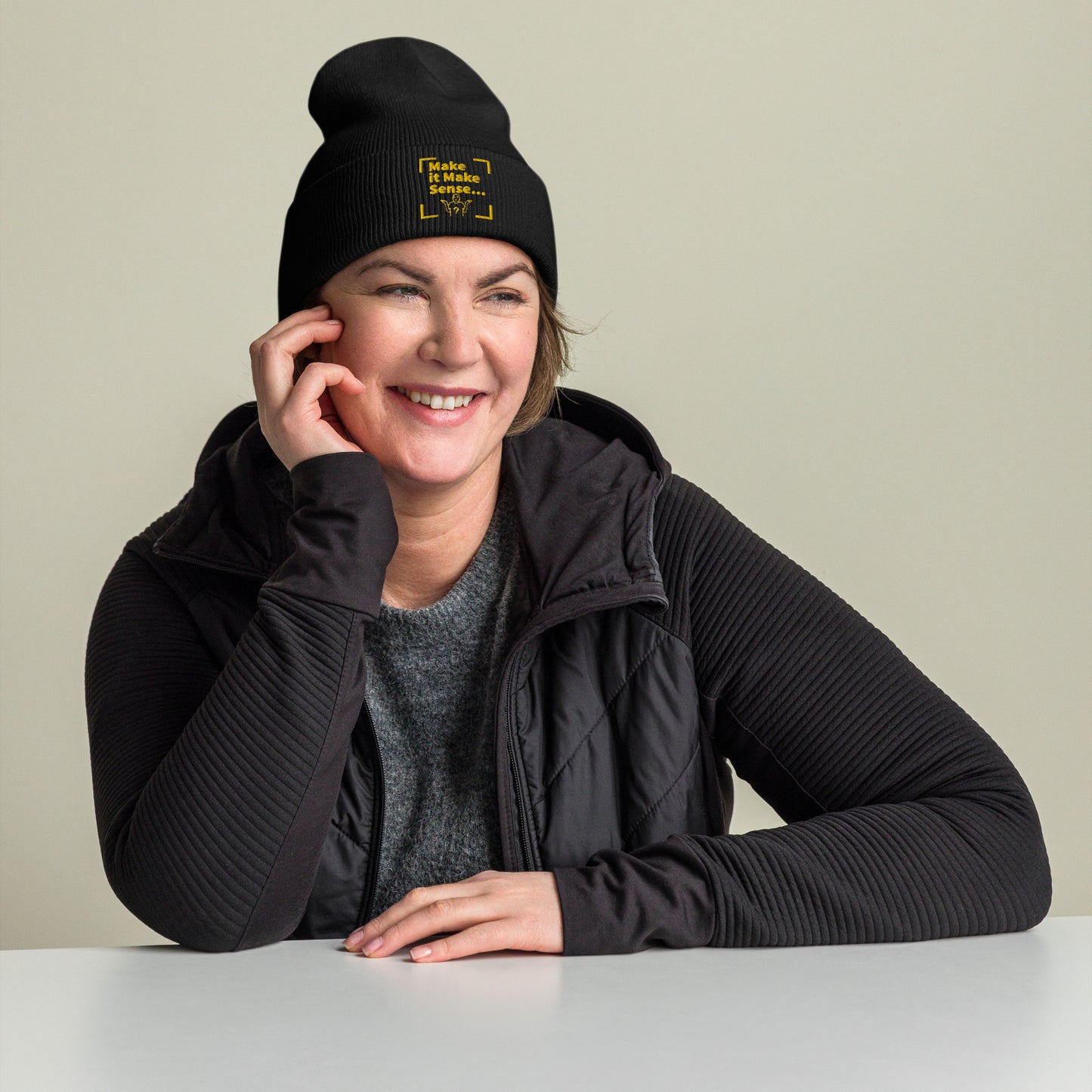 Make Sense Beanie (Gold Print)