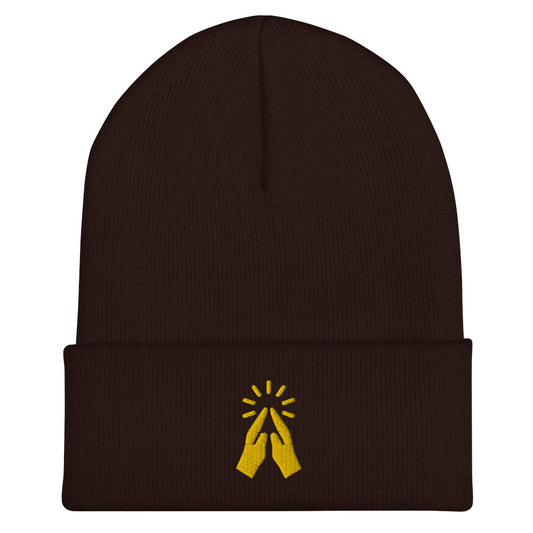 Praying Hands Beanie - Unisex Embroidered Christian Cuffed Hat