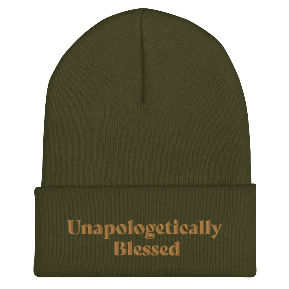 Unapologetic Inspirational Beanie - Wheat prt