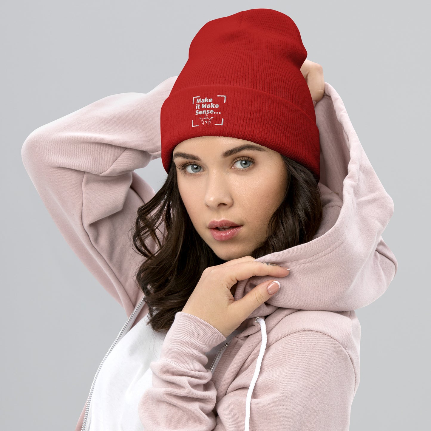 Make Sense Beanie (White Print)
