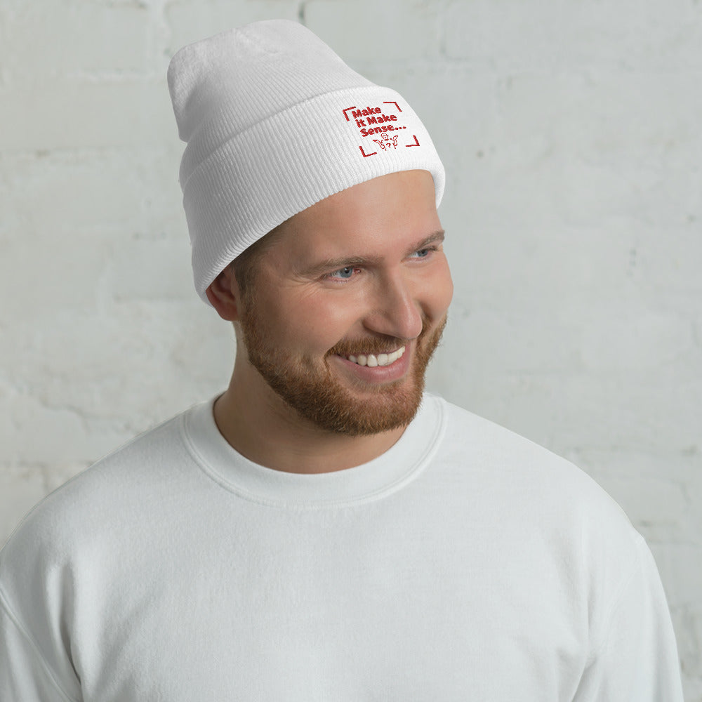 Make Sense Beanie (Red Print)