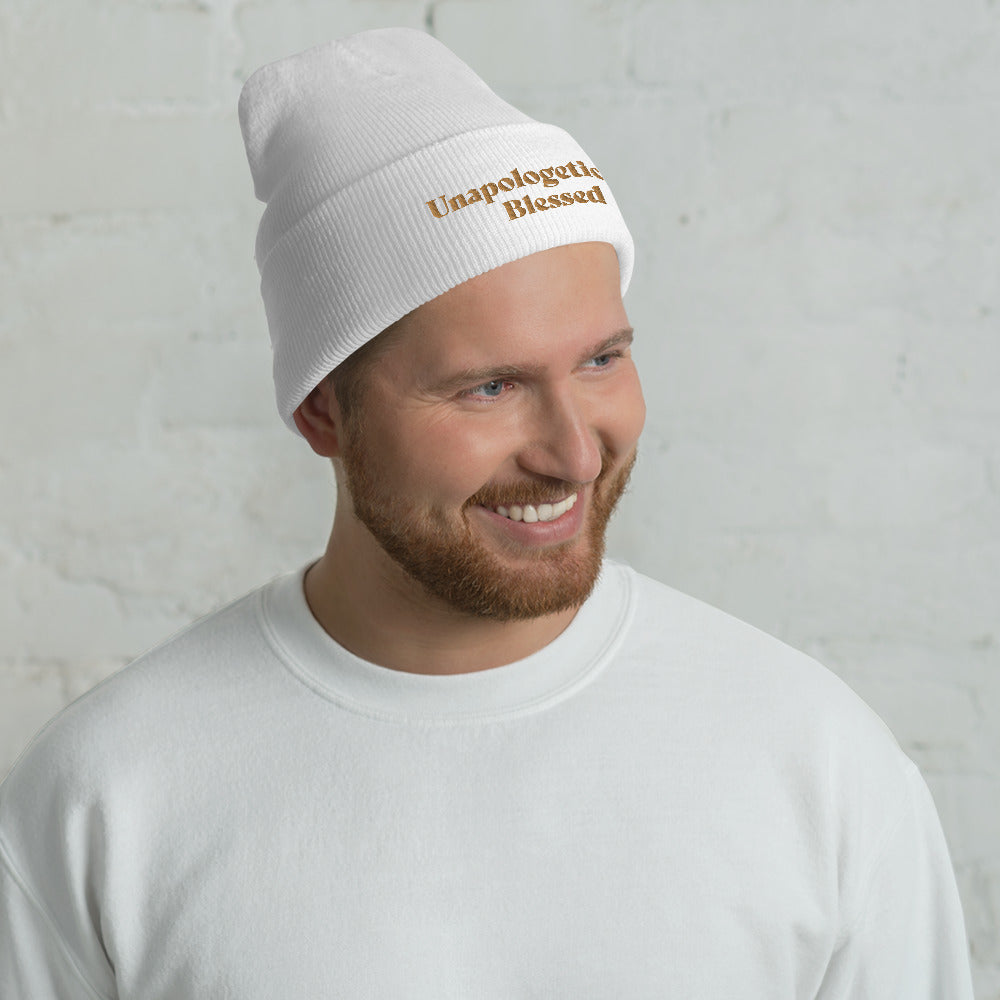 Unapologetic Inspirational Beanie - Wheat prt