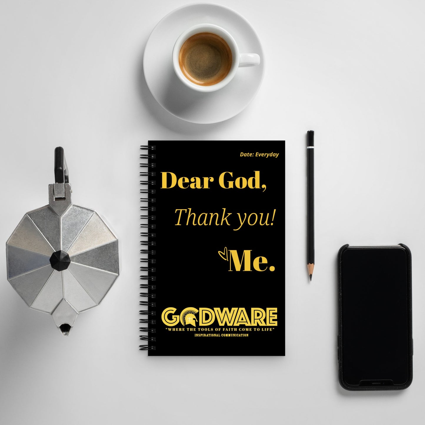 Dear God Spiral notebook - Black/Gold