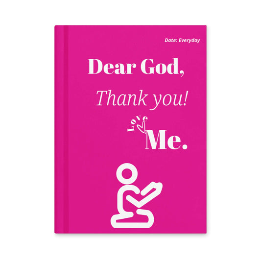 Dear God Christian Prayer Journal with pink hardcover and white lettering for daily gratitude.