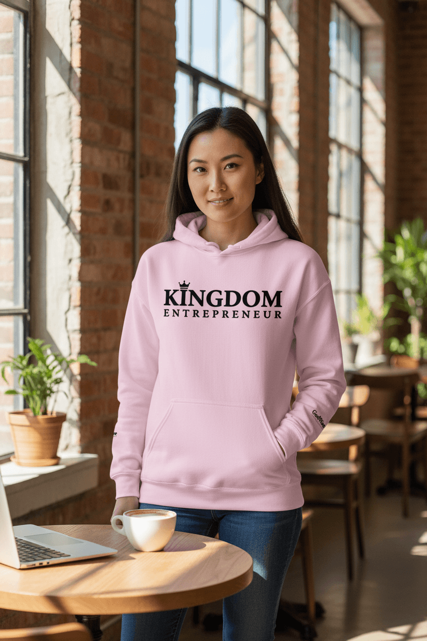 Kingdom Entrepreneur Light Pink Hoodie – Chinese Female Lifestyle Mockup
